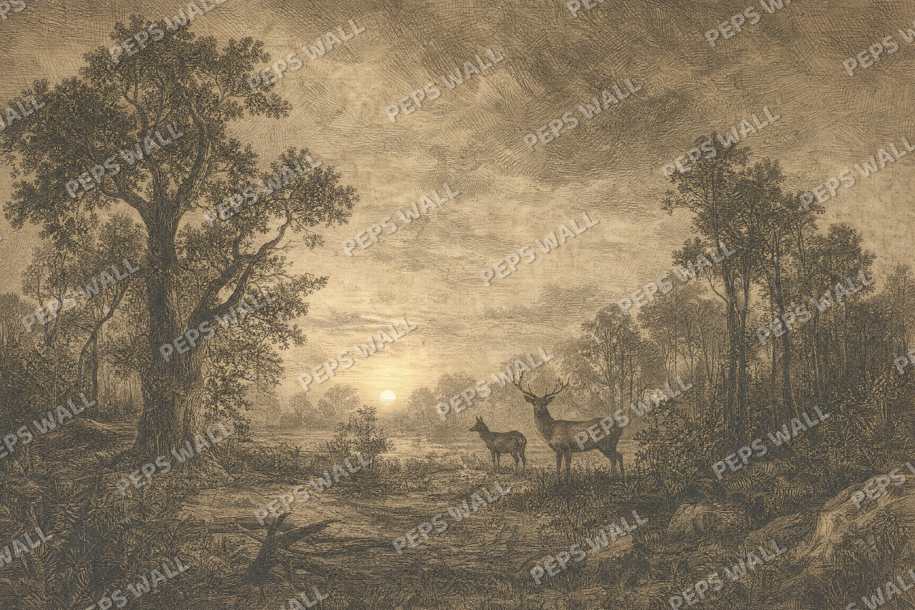 The Quiet Glade - made-to-measure wall mural design by Peps Wall Dubai