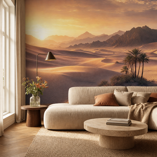 Desert Dunes living room wallpaper - custom mural printed and installed in Dubai