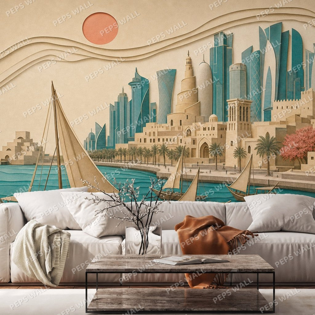 Doha — arabic majlis wallpaper Dubai, Peps Wall