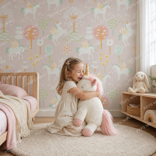 Dreamy Unicorn kids room wallpaper - custom mural printed and installed in Dubai