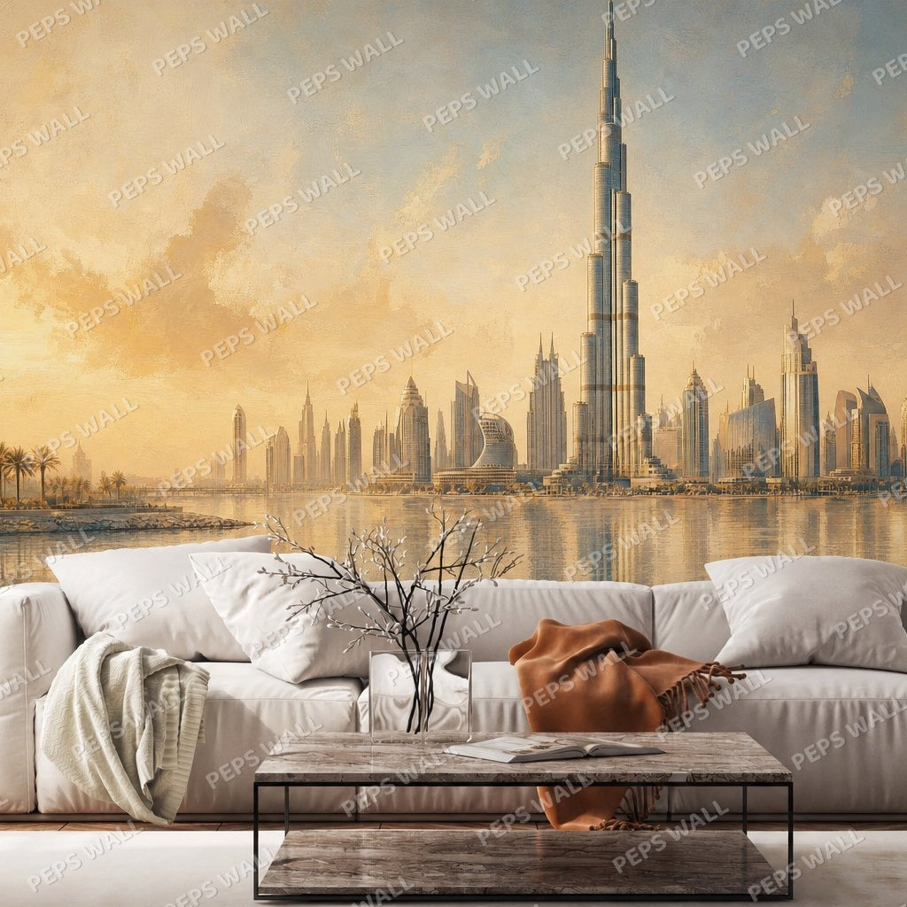 Dubai Golden Hour — dubai skyline wallpaper Dubai, Peps Wall