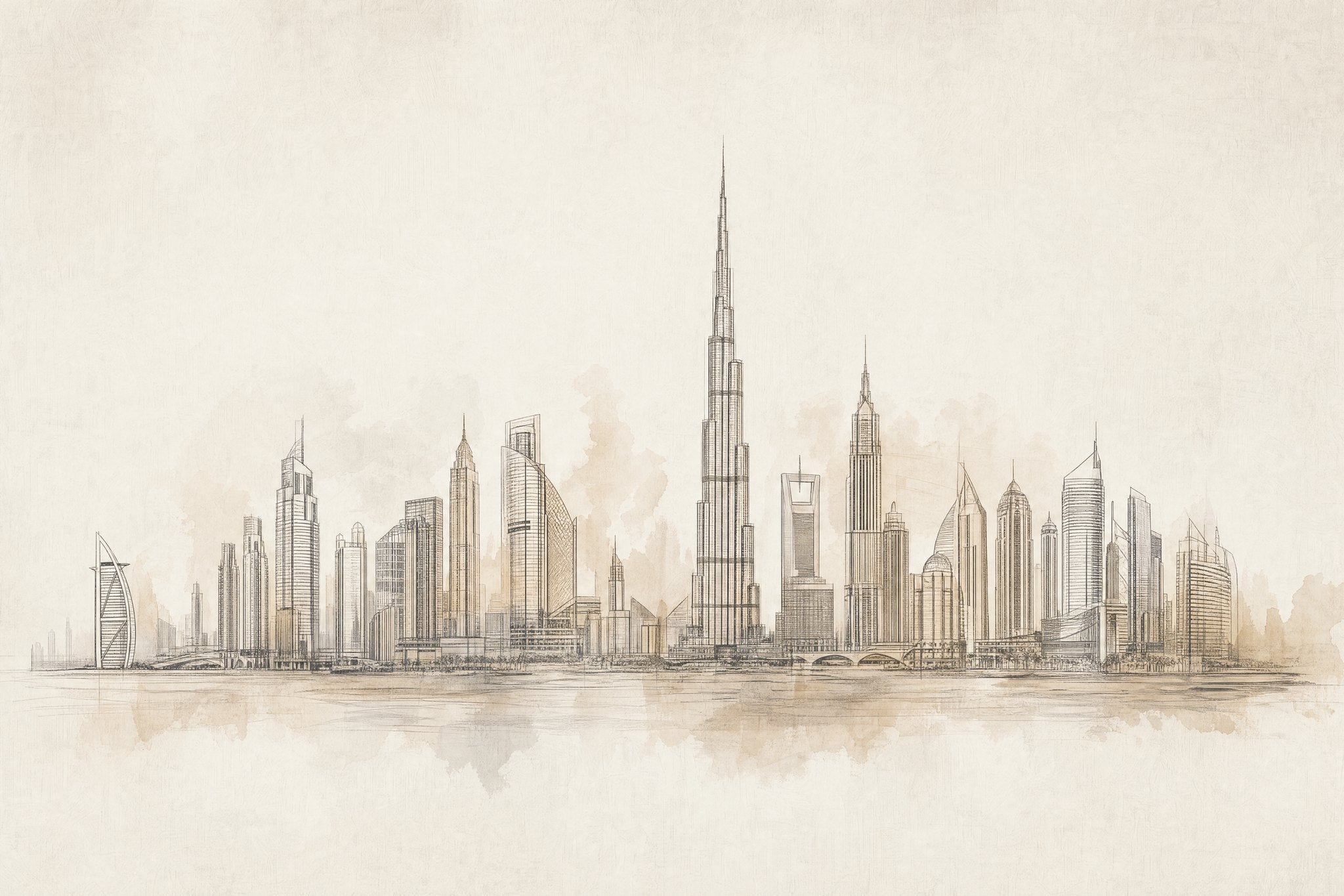 Dubai Skyline Line Art