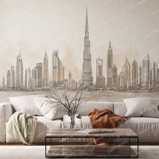 Dubai Skyline Line Art — dubai skyline wallpaper Dubai, Peps Wall