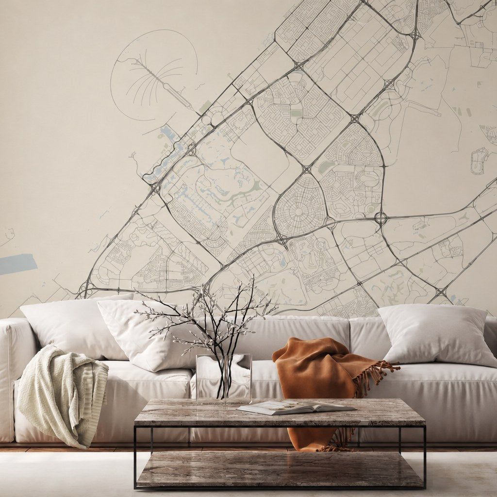 Dubai City Lines — world map wallpaper Dubai, Peps Wall
