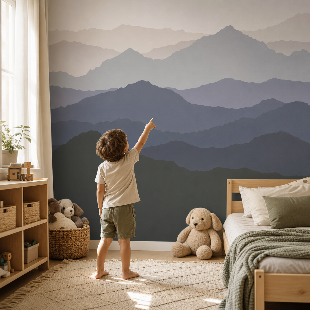 Mountain Tops kids room mockup