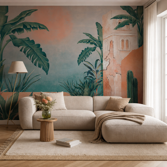 Eldorado living room wallpaper - custom mural printed and installed in Dubai