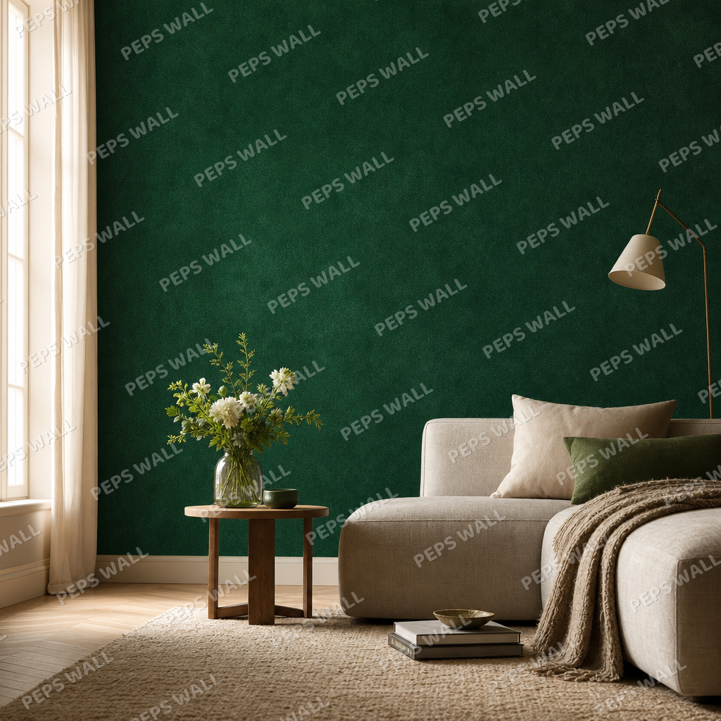 Emerald Velvet Texture living room wallpaper - custom mural printed and installed in Dubai