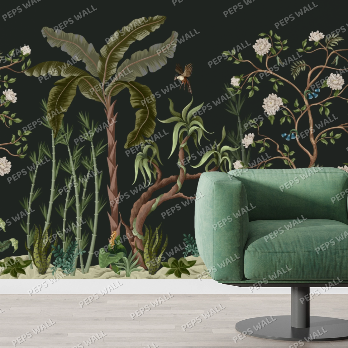 Meadow Croft — wildflower wallpaper Dubai, Peps Wall