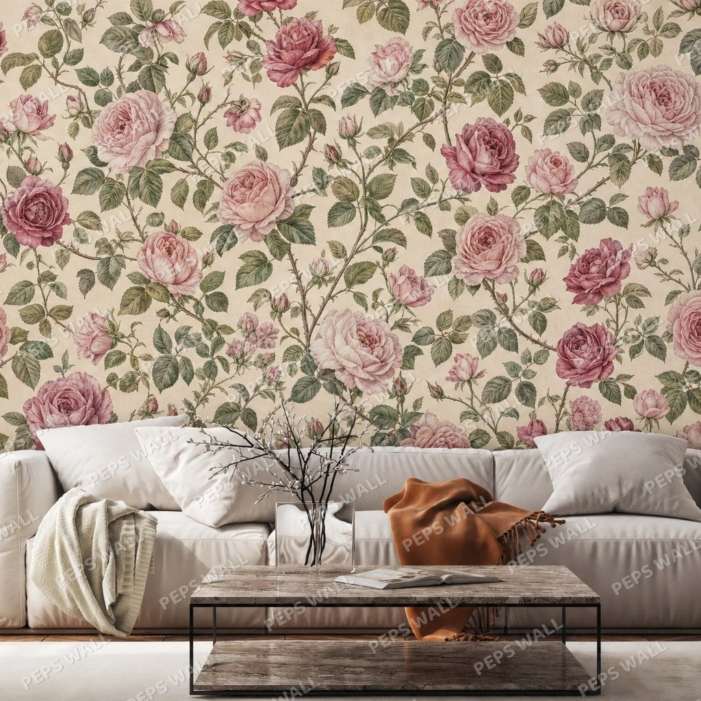 English Rose Garden — rose wallpaper Dubai, Peps Wall