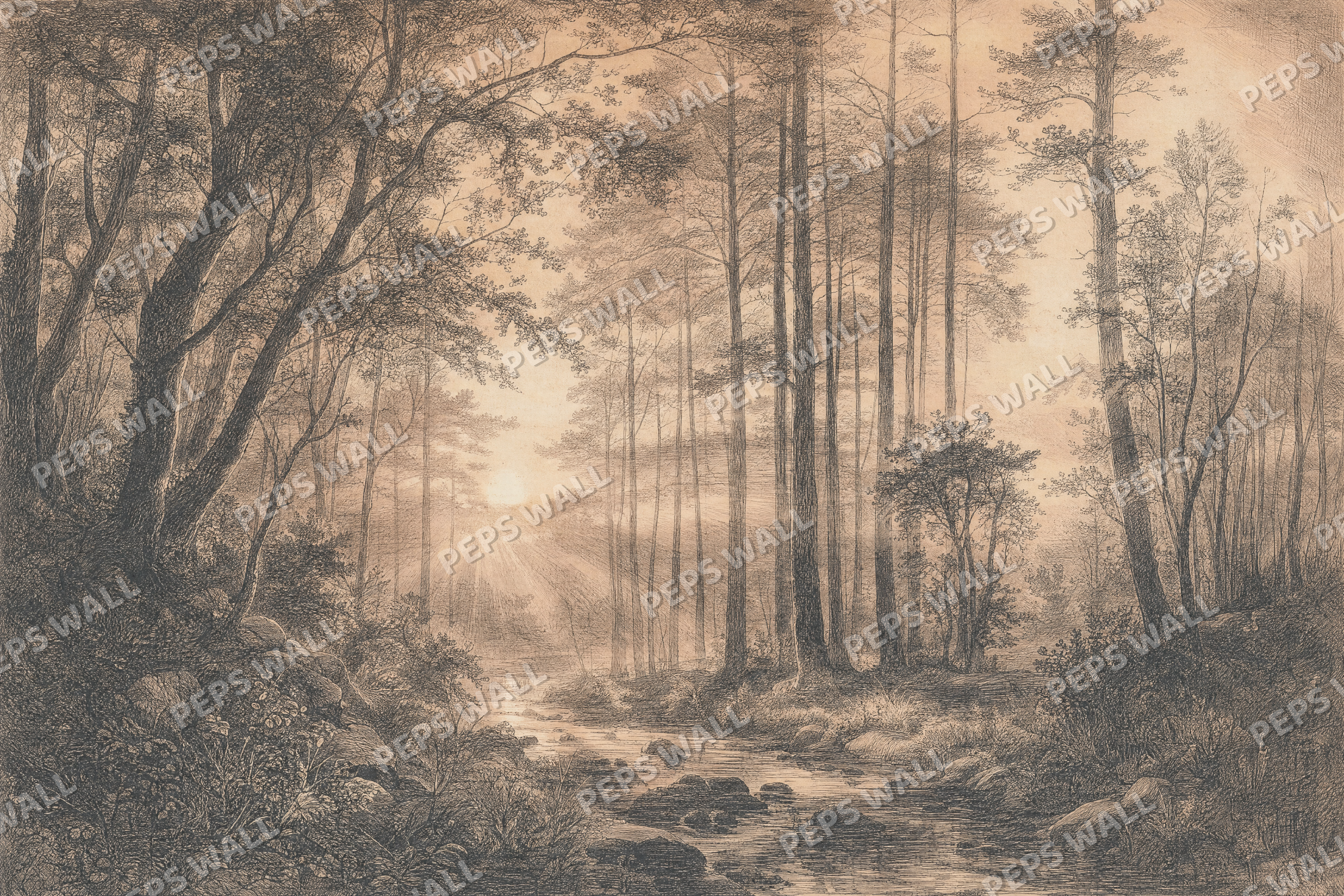 Etched Dawn - made-to-measure wall mural design by Peps Wall Dubai