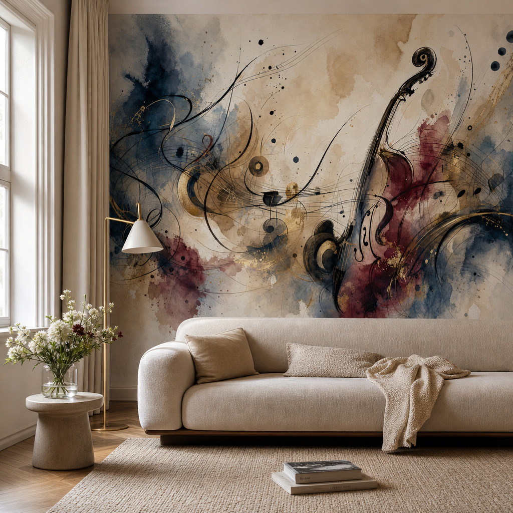 Watercolour Symphony living room mockup