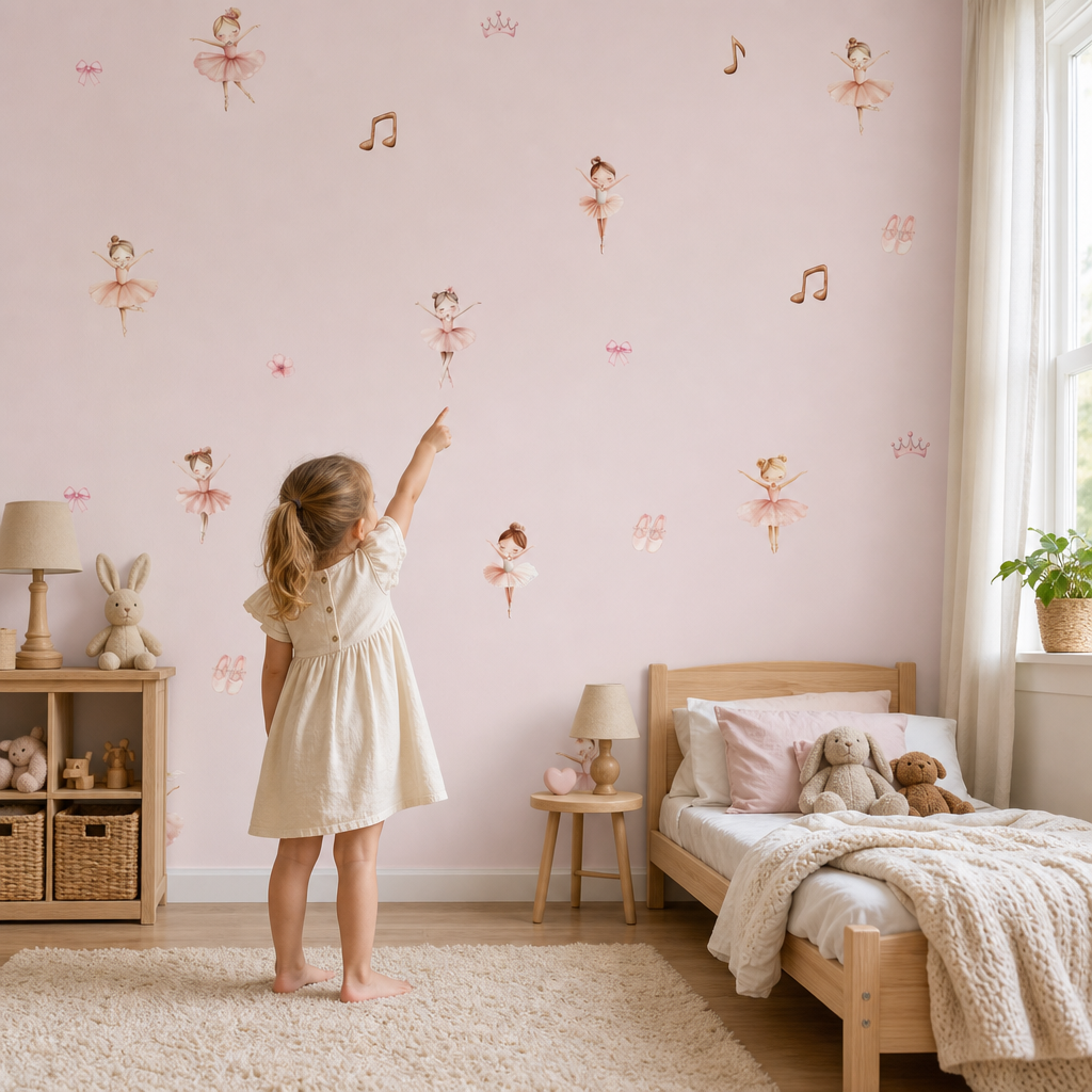 Cute Ballerinas kids room mockup