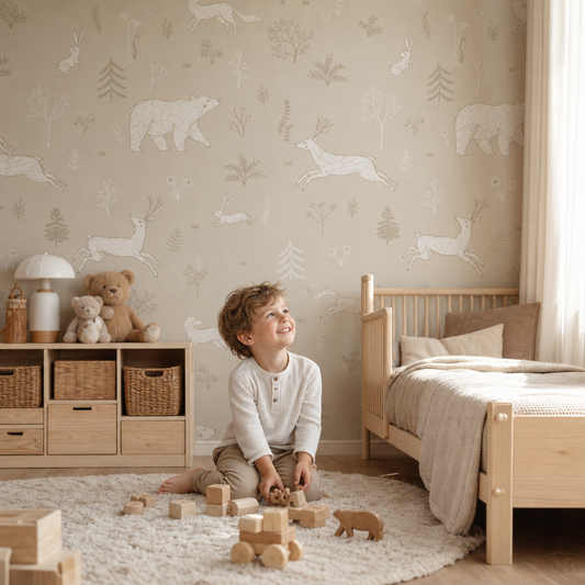 Woodland Wildlife - Brown kids room mockup
