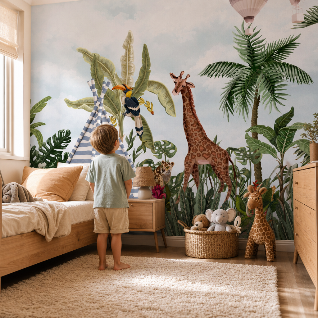 Joyful Safari kids room mockup