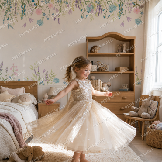 Fairy Spring kids room wallpaper - custom mural printed and installed in Dubai