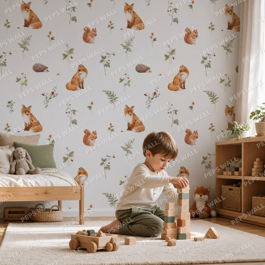 Fall Pattern kids room wallpaper - custom mural printed and installed in Dubai