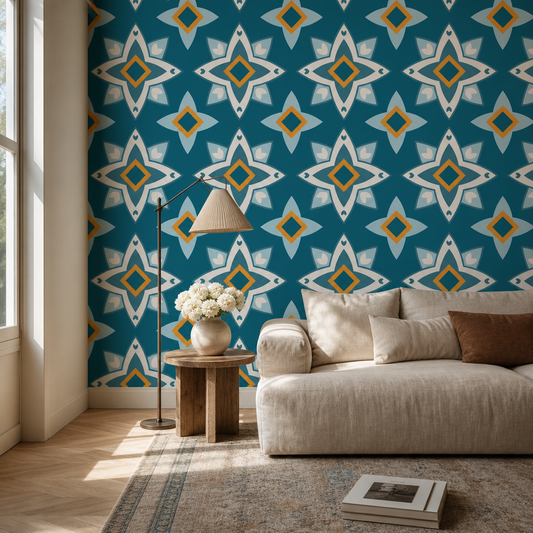 Fassi living room wallpaper - custom mural printed and installed in Dubai