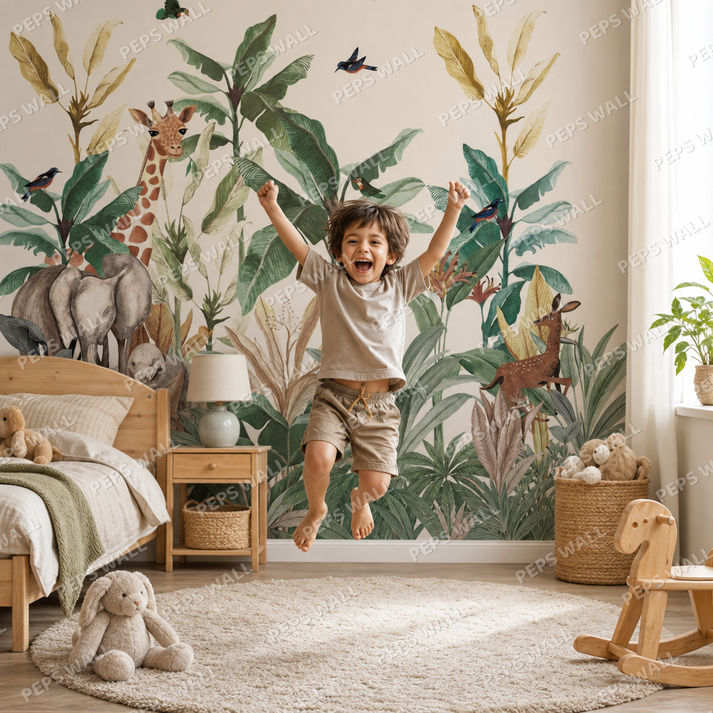 Tropical Safari kids room mockup