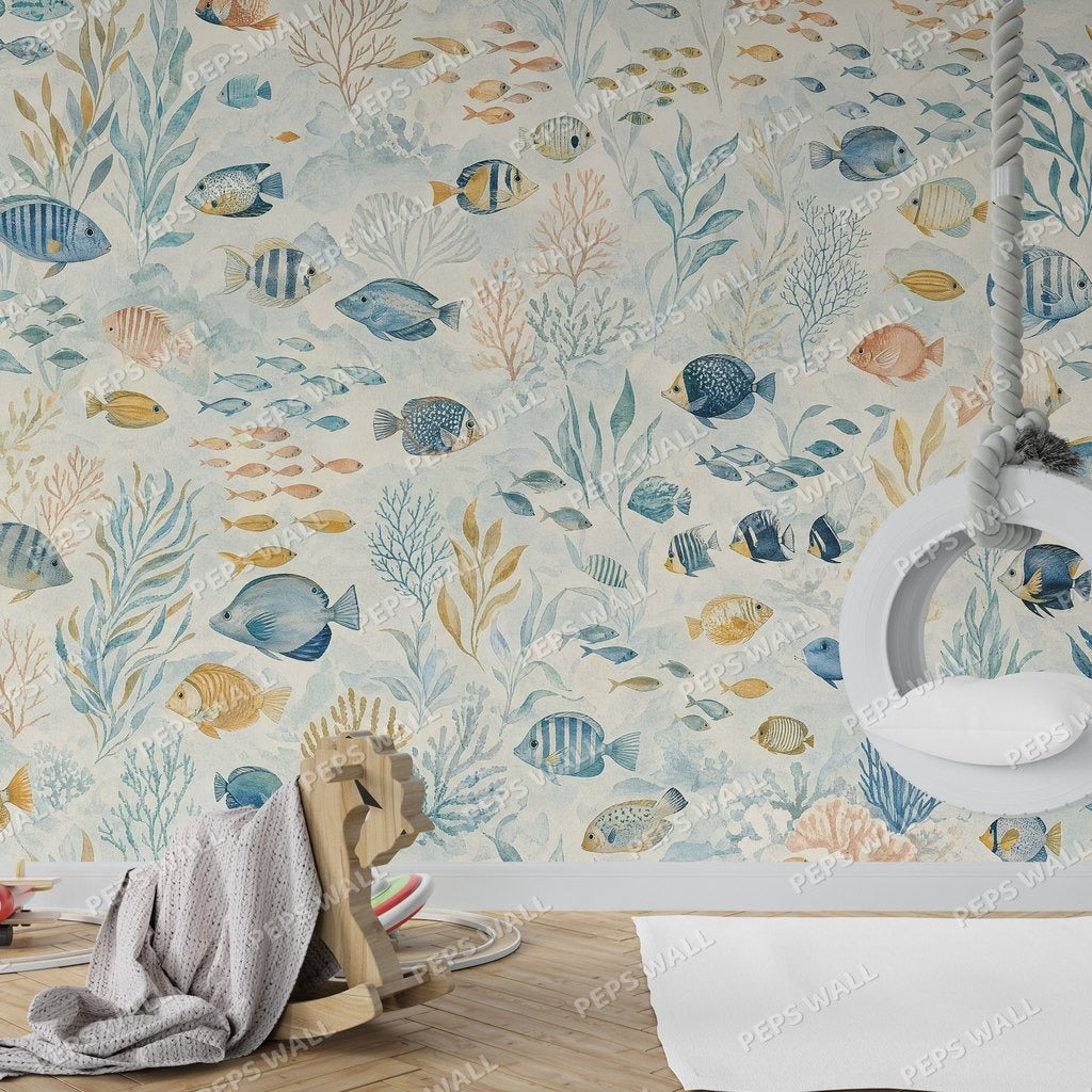 Fish School — ocean wallpaper mural, Peps Wall Dubai