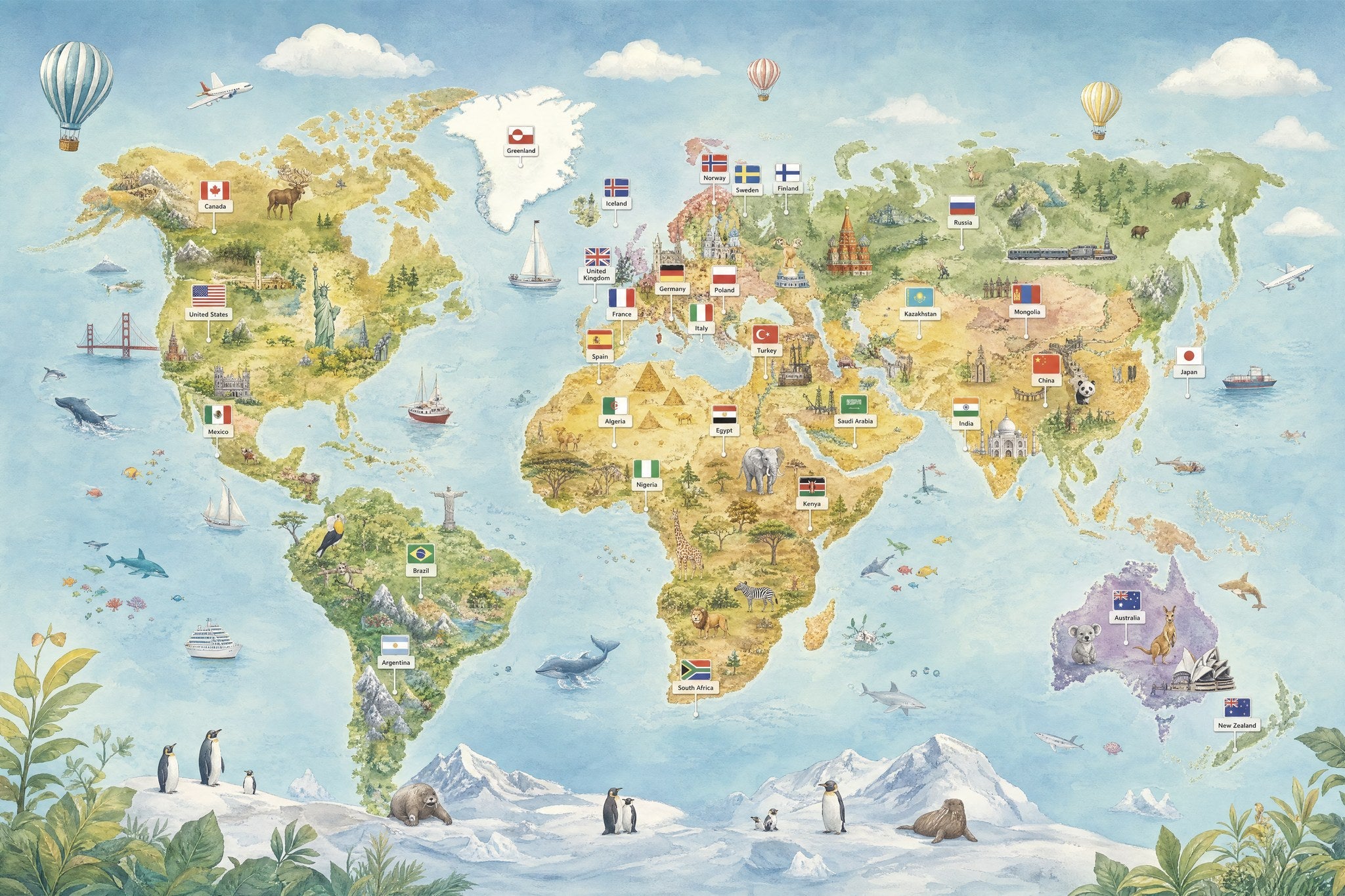 Flags and Countries Map