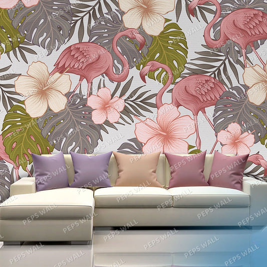 Flamingos — custom wallpaper mural mural, Peps Wall Dubai
