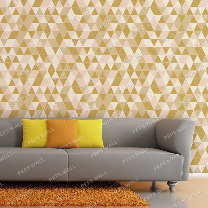 Golden Triangles — geometric wallpaper Dubai, Peps Wall