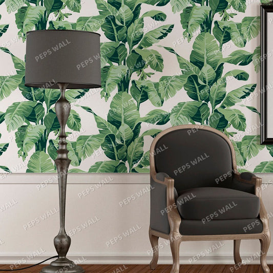 Pastel Leaves — tropical palm wallpaper mural, Peps Wall Dubai