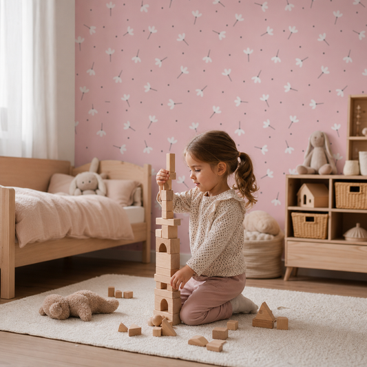 Fragrant Fields kids room wallpaper - custom mural printed and installed in Dubai