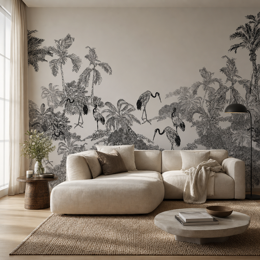 Gangotri Mist living room wallpaper - custom mural printed and installed in Dubai