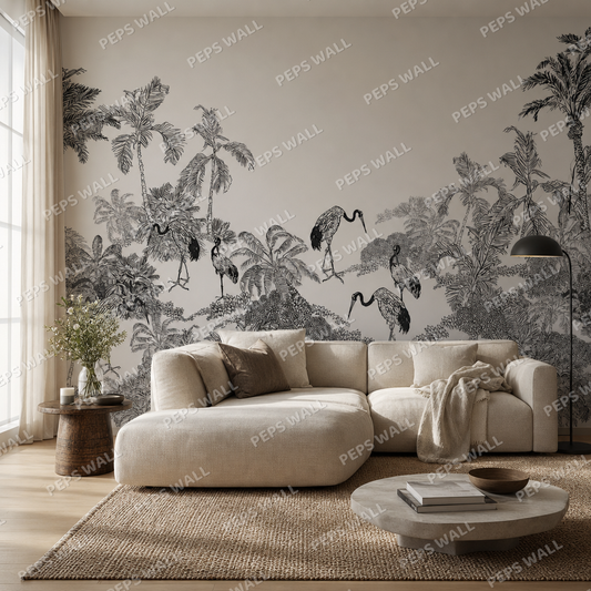 Gangotri Mist living room wallpaper - custom mural printed and installed in Dubai