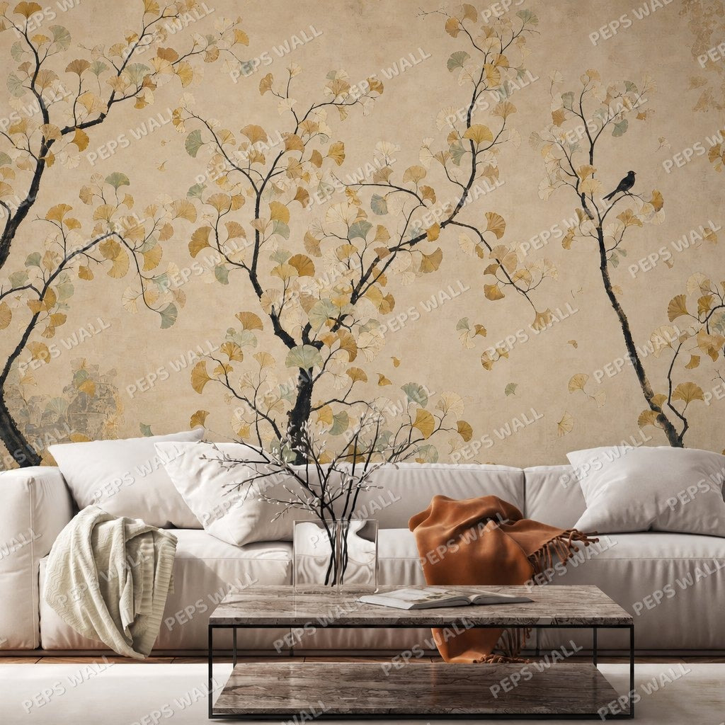 Ginkgo Gold — chinoiserie wallpaper Dubai, Peps Wall
