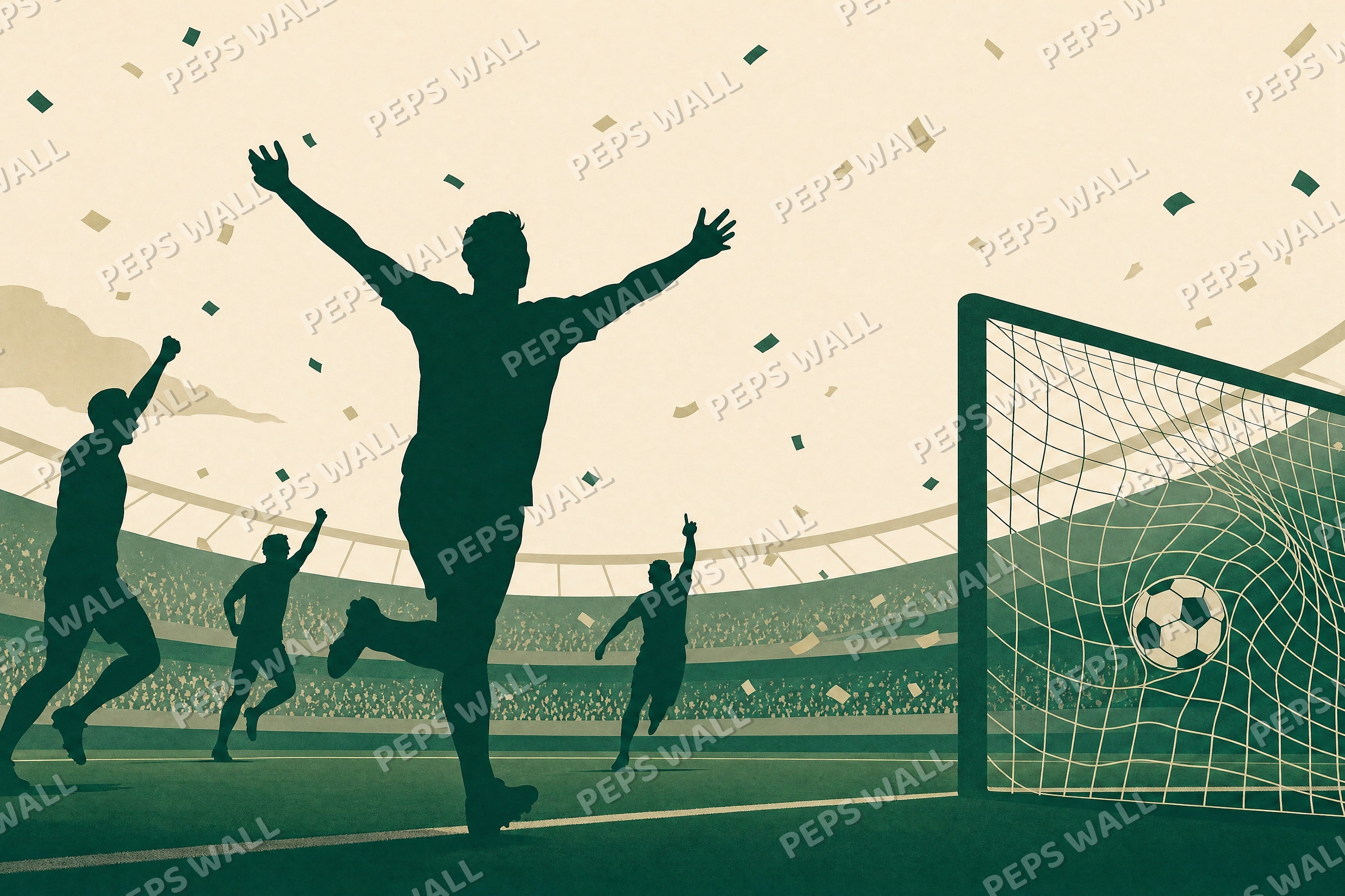 Goal Celebration - Minimalist Graphic full wall mural design