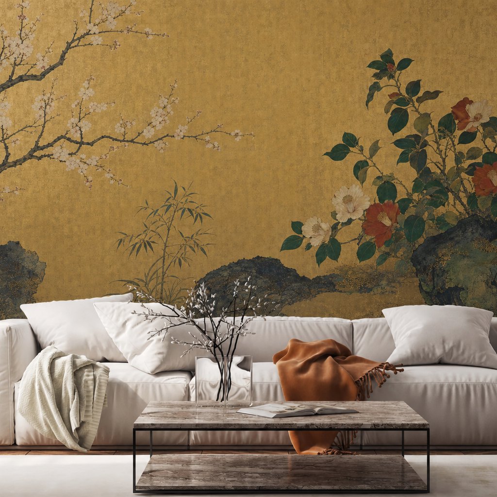 Golden Camellia Screen
