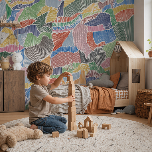Hachure kids room wallpaper - custom mural printed and installed in Dubai