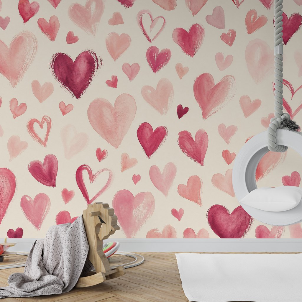 Hand-Painted Pink Hearts
