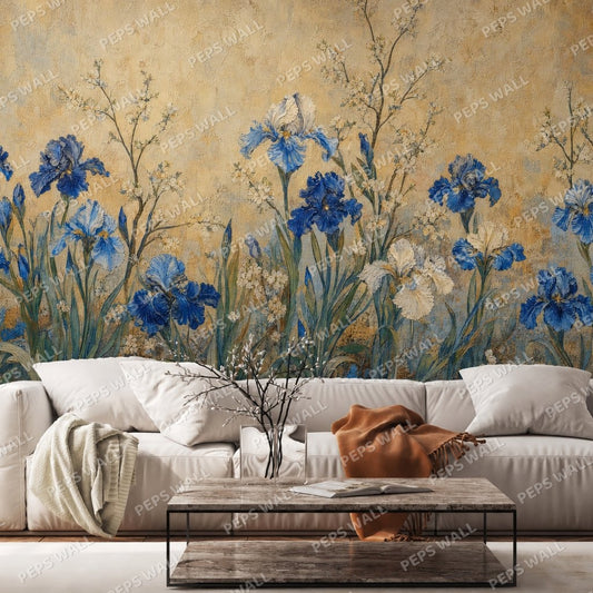 Irises in Motion — floral wallpaper Dubai, Peps Wall