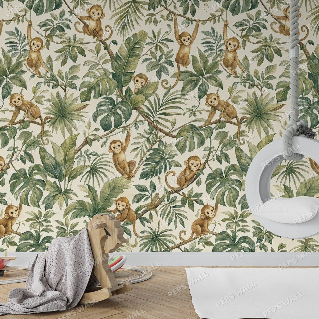 Jungle Monkey — monkey wallpaper mural, Peps Wall Dubai
