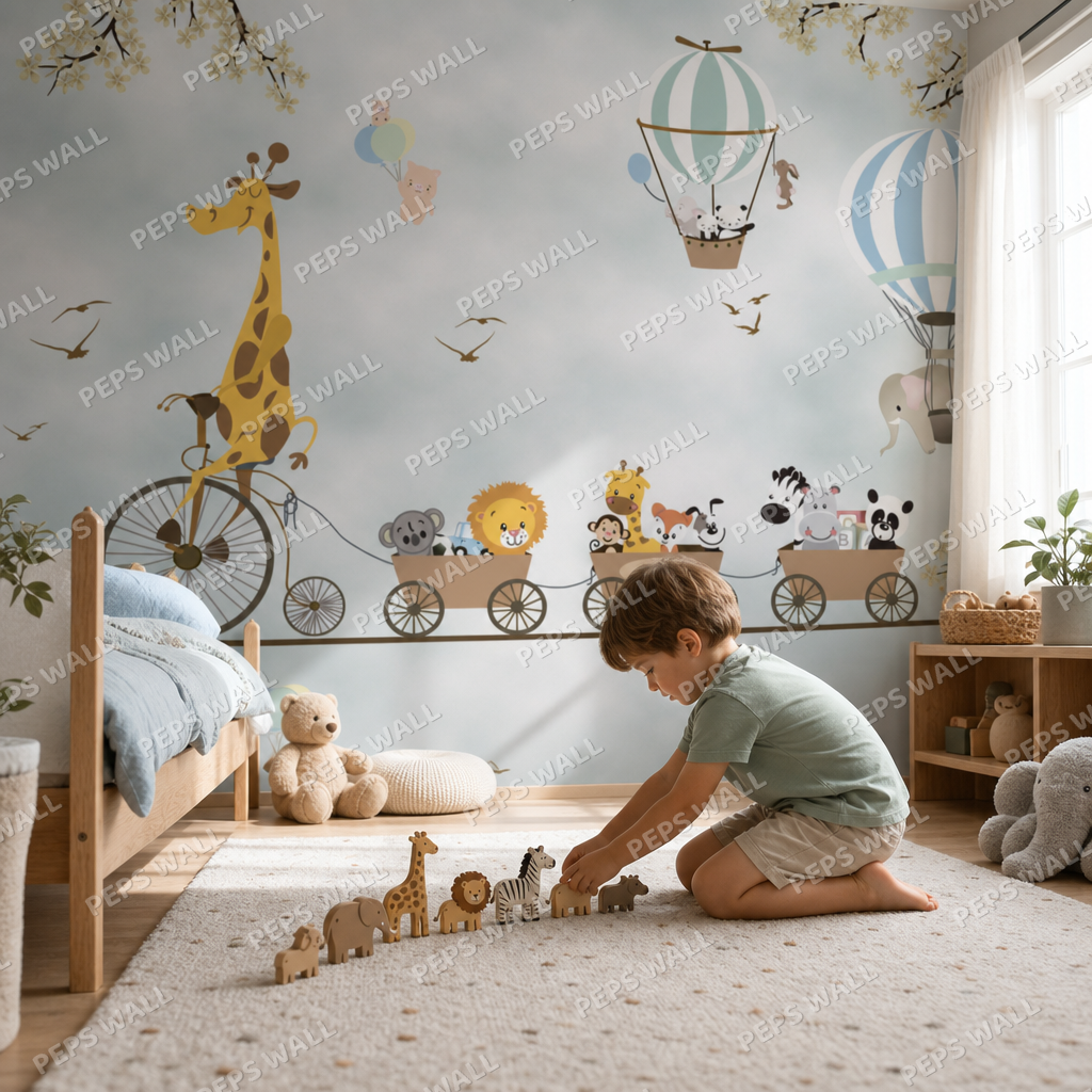 Jungle Play kids room wallpaper - custom mural printed and installed in Dubai