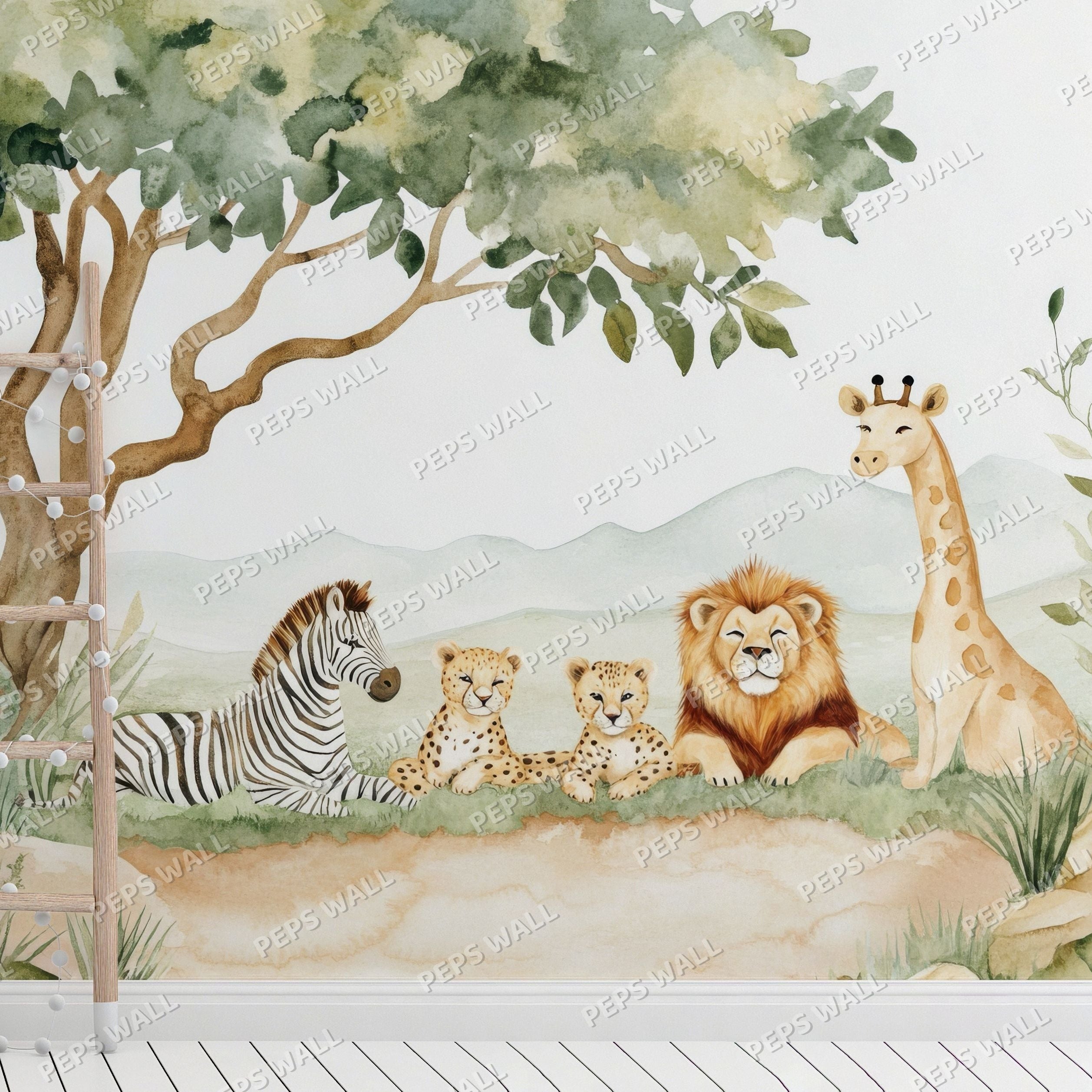 Jungle Meet — kids animal wallpaper Dubai, Peps Wall