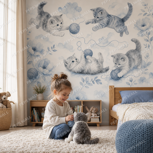 Playful Kittens wallpaper in a Dubai kids bedroom - Peps Wall