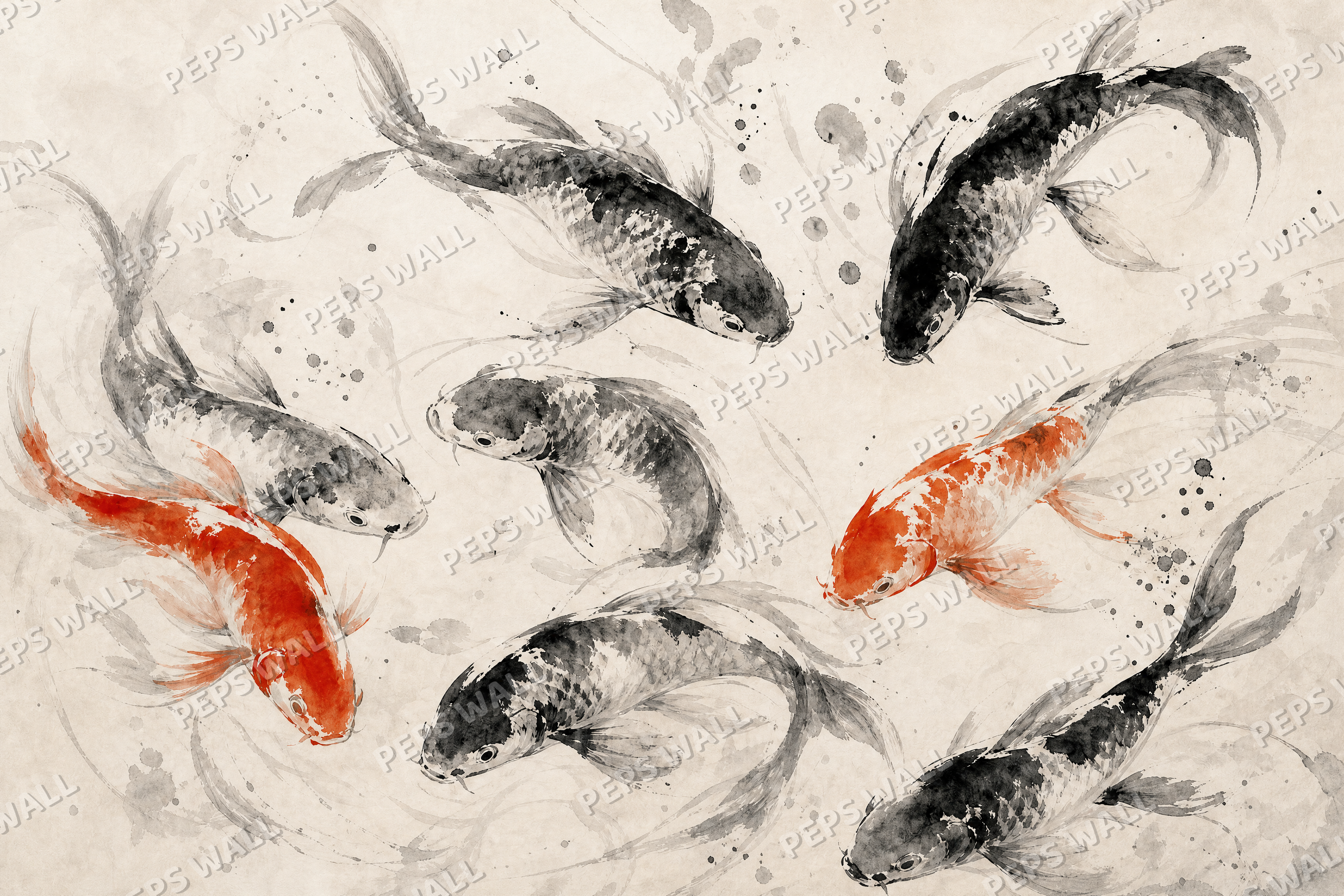 Koi Shoal - made-to-measure wall mural design by Peps Wall Dubai