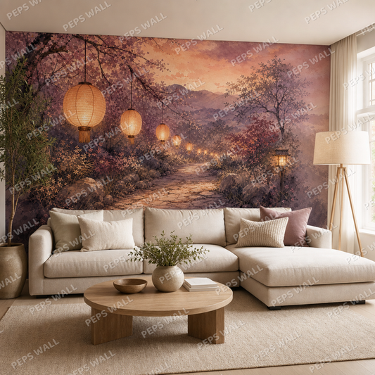 Lantern Dusk wallpaper in a Dubai living room - Peps Wall