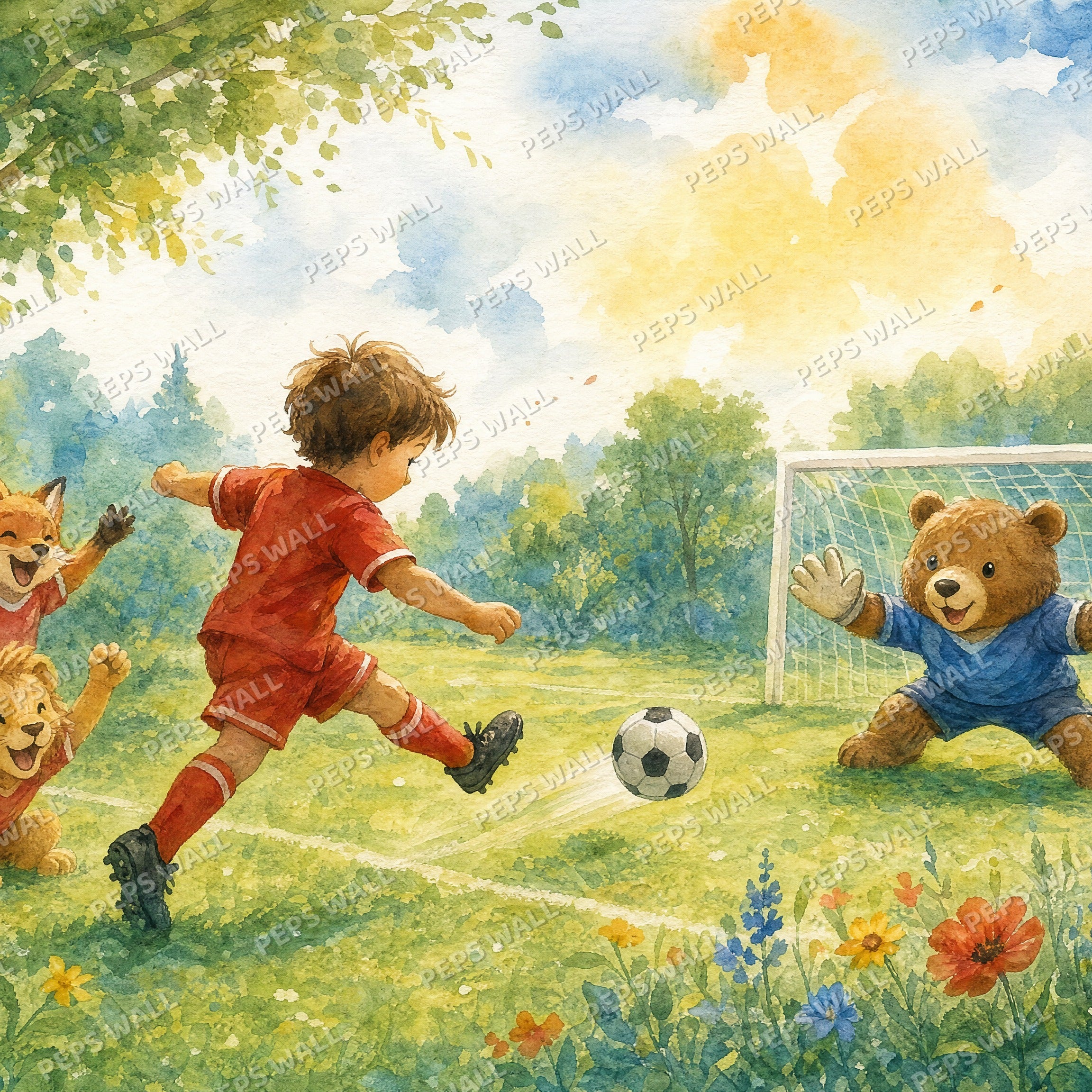 Little Striker - Watercolor wallpaper design