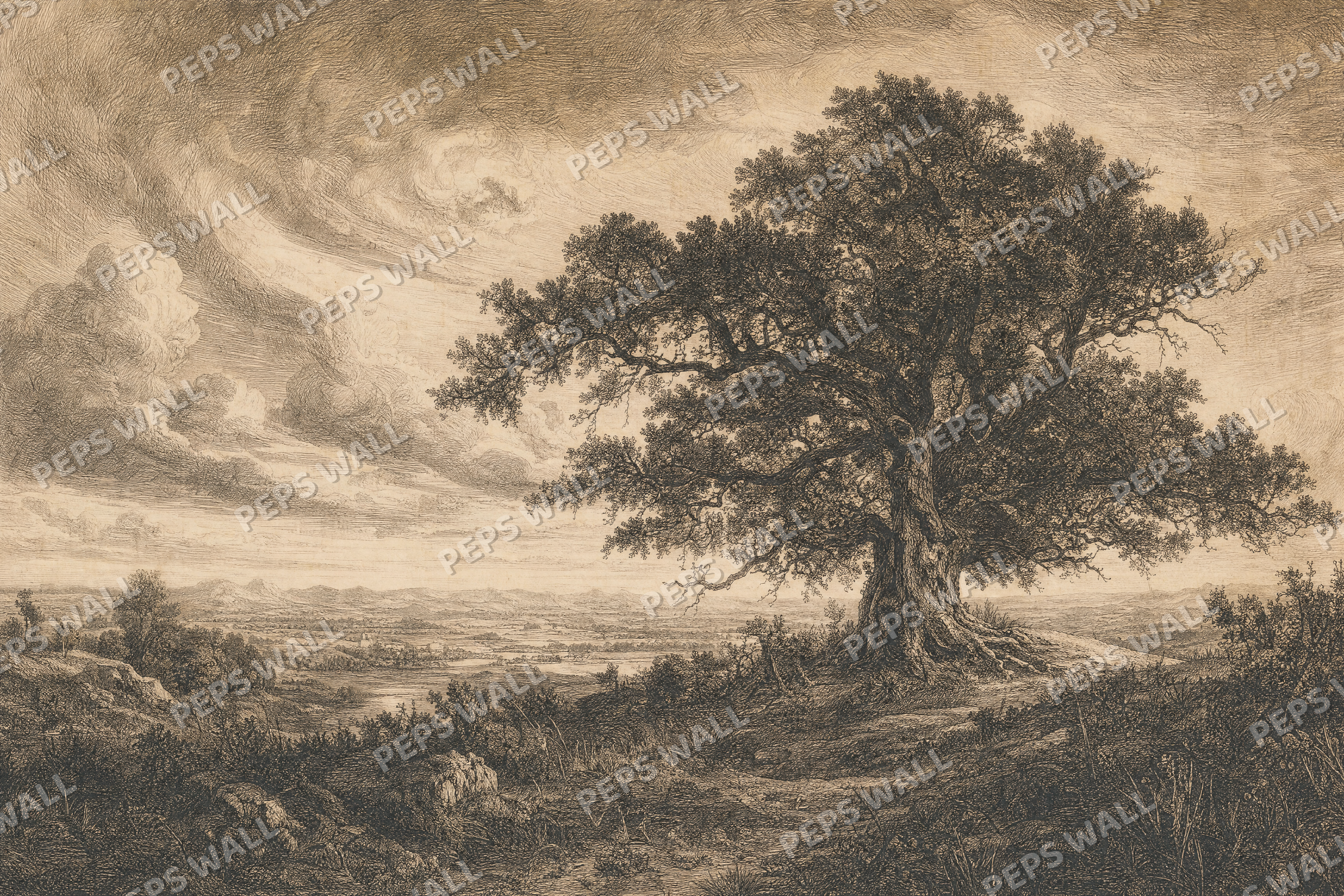 Lone Oak - made-to-measure wall mural design by Peps Wall Dubai