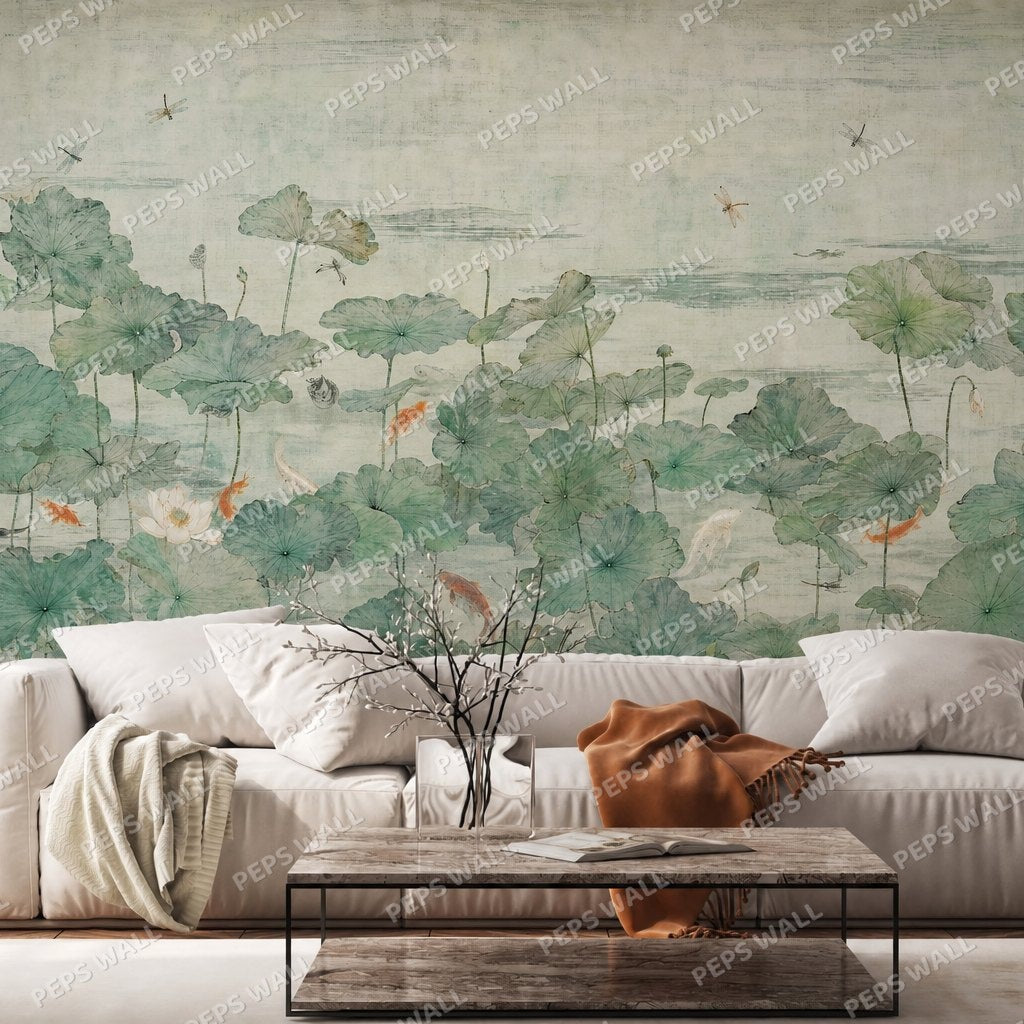 Lucky Koi — chinoiserie wallpaper Dubai, Peps Wall