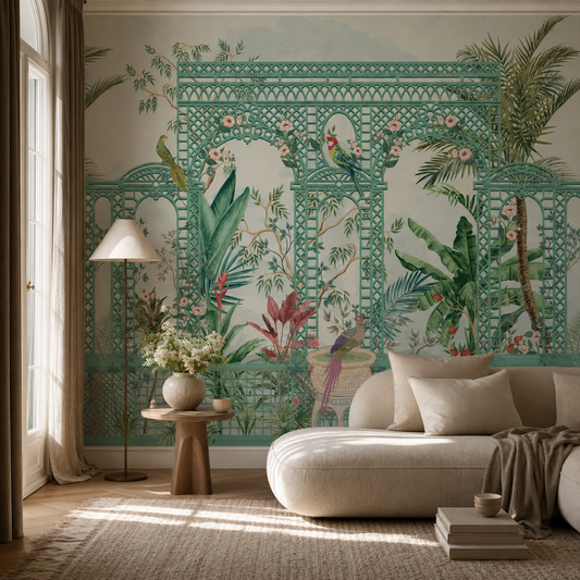 Malhar living room wallpaper - custom mural printed and installed in Dubai
