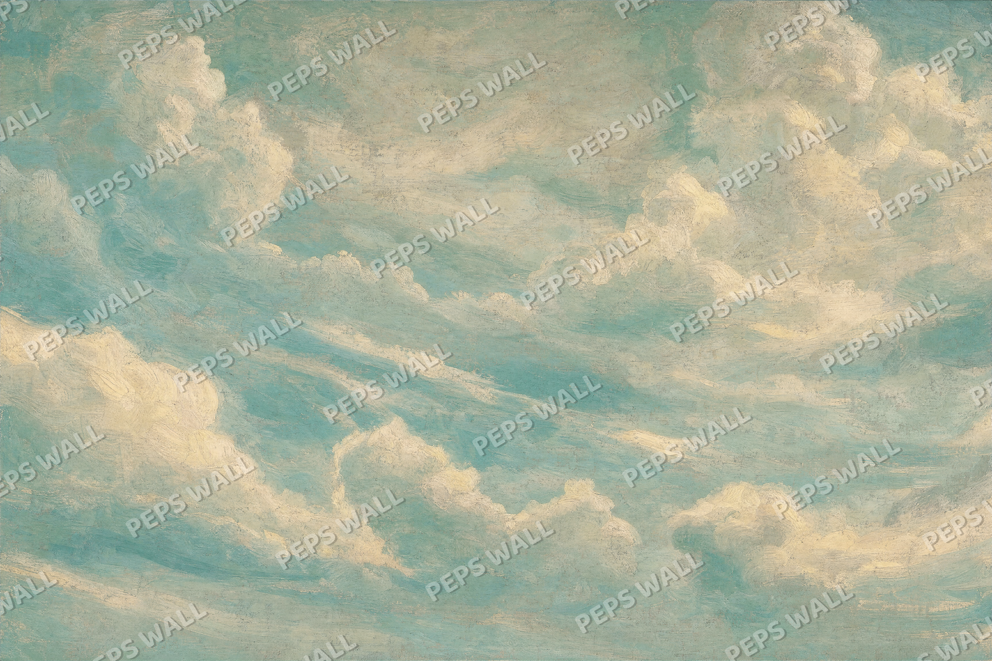 Retro Clouds Mint - made-to-measure wall mural design by Peps Wall Dubai