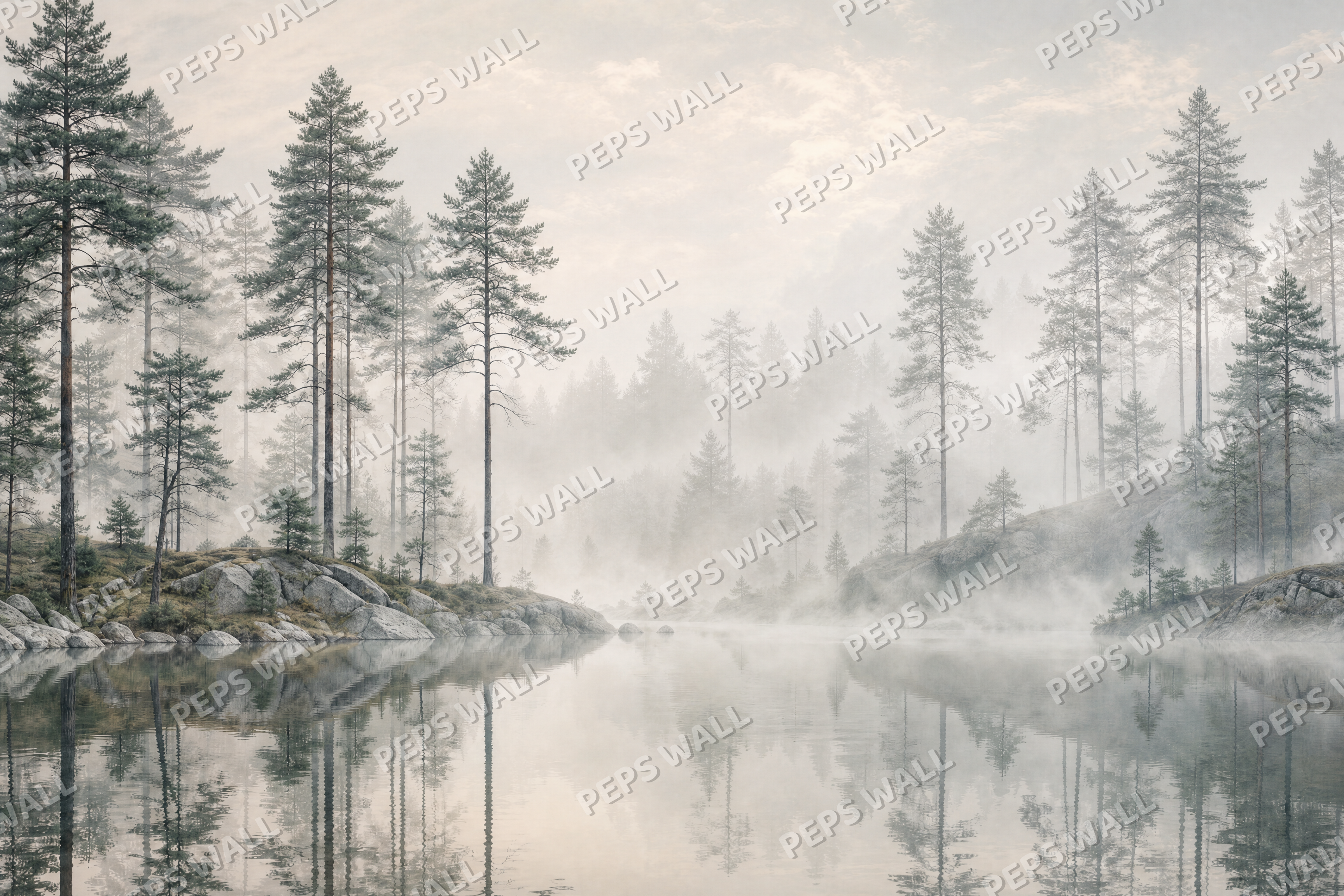 Pines in the Mist - made-to-measure wall mural design by Peps Wall Dubai