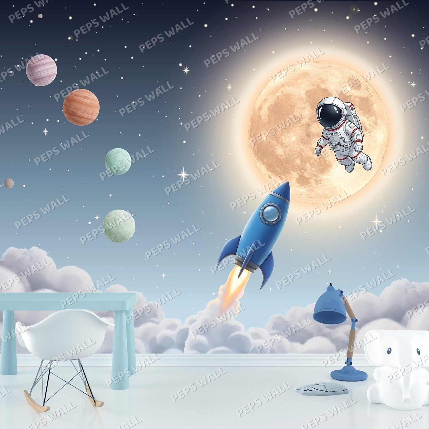 Space — kids space wallpaper Dubai, Peps Wall