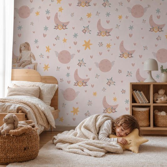 Moons kids room wallpaper - custom mural printed and installed in Dubai